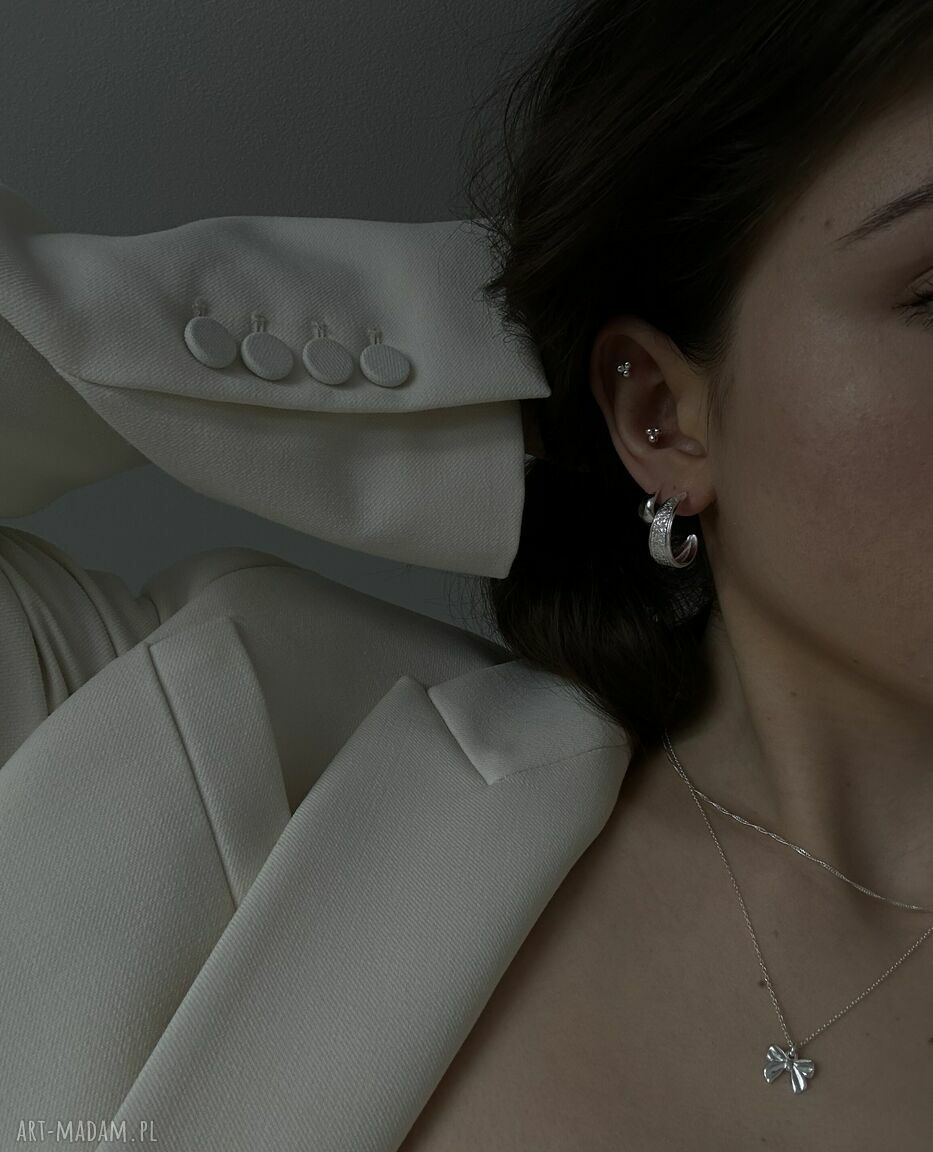 kolczyki: Srebrne masywne kolczyki półkola HandMade