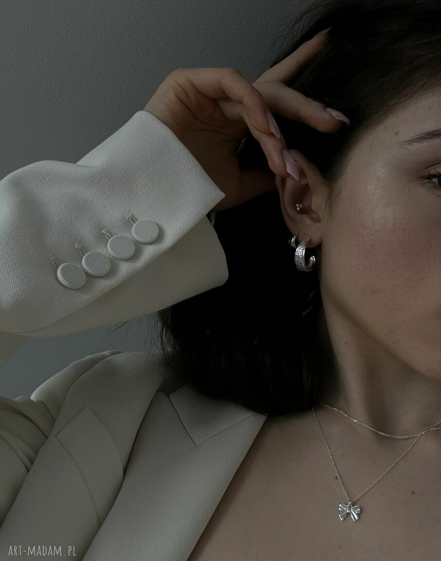 kolczyki: Srebrne masywne kolczyki półkola HandMade