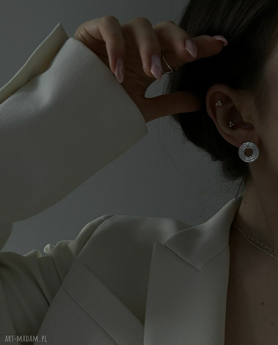 kolczyki: Srebrne masywne okrągłe kolczyki retro Ręcznie wykonane