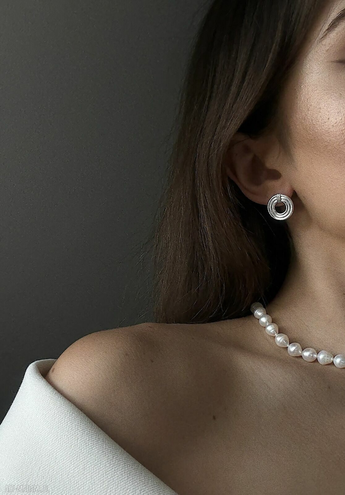 kolczyki: Srebrne masywne okrągłe kolczyki retro Ręcznie wykonane