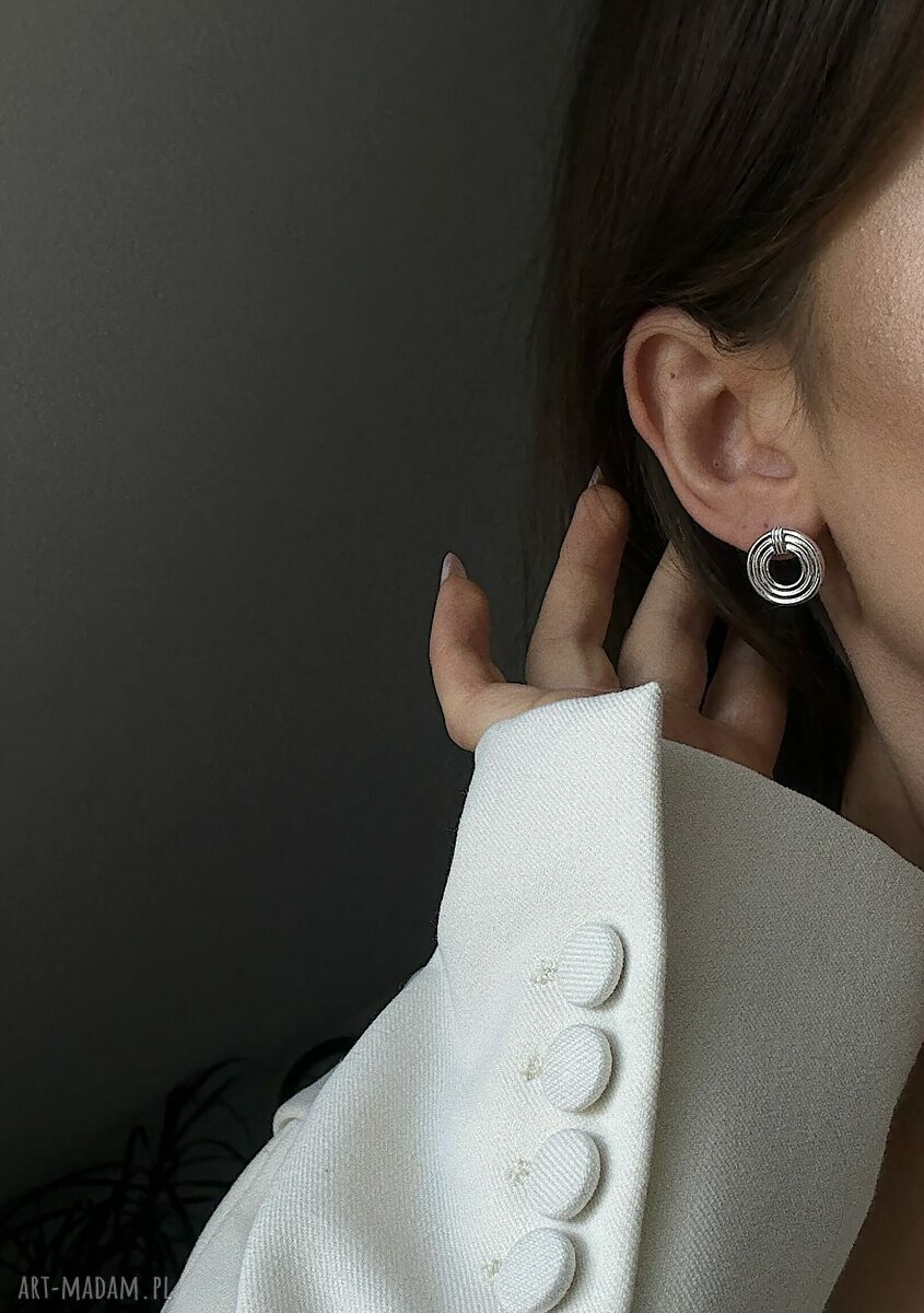 kolczyki: Srebrne masywne okrągłe kolczyki retro Ręcznie wykonane