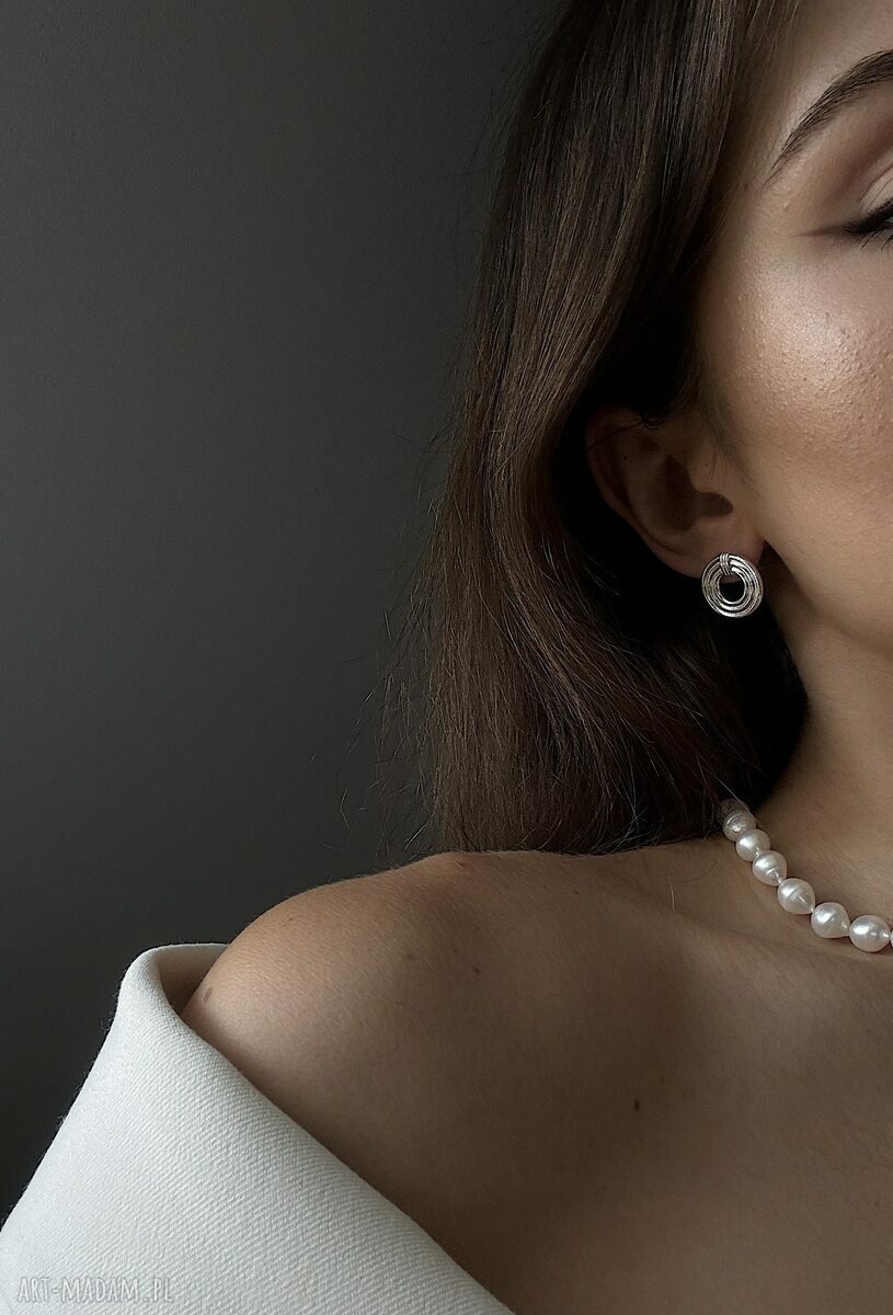 kolczyki: Srebrne masywne okrągłe kolczyki retro Ręcznie wykonane