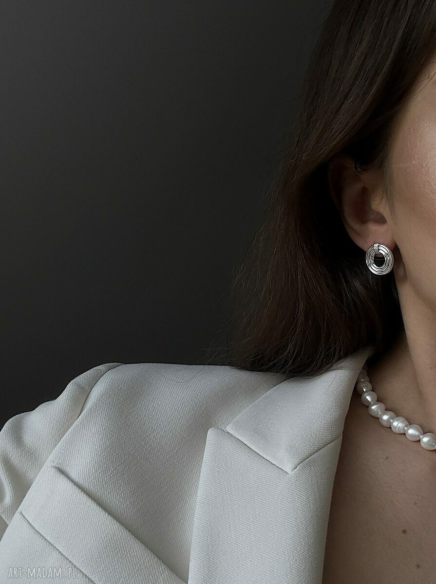 kolczyki: Srebrne masywne okrągłe kolczyki retro Ręcznie wykonane