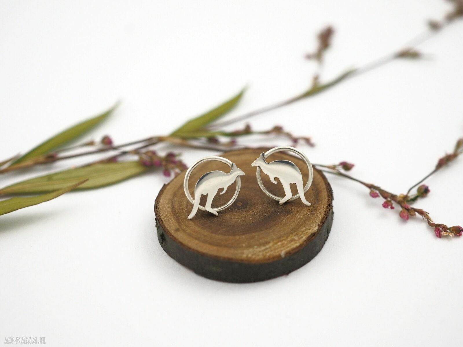 Srebrne kolczyki kangurki MINI FAUNA z Australii (Ag 925)
