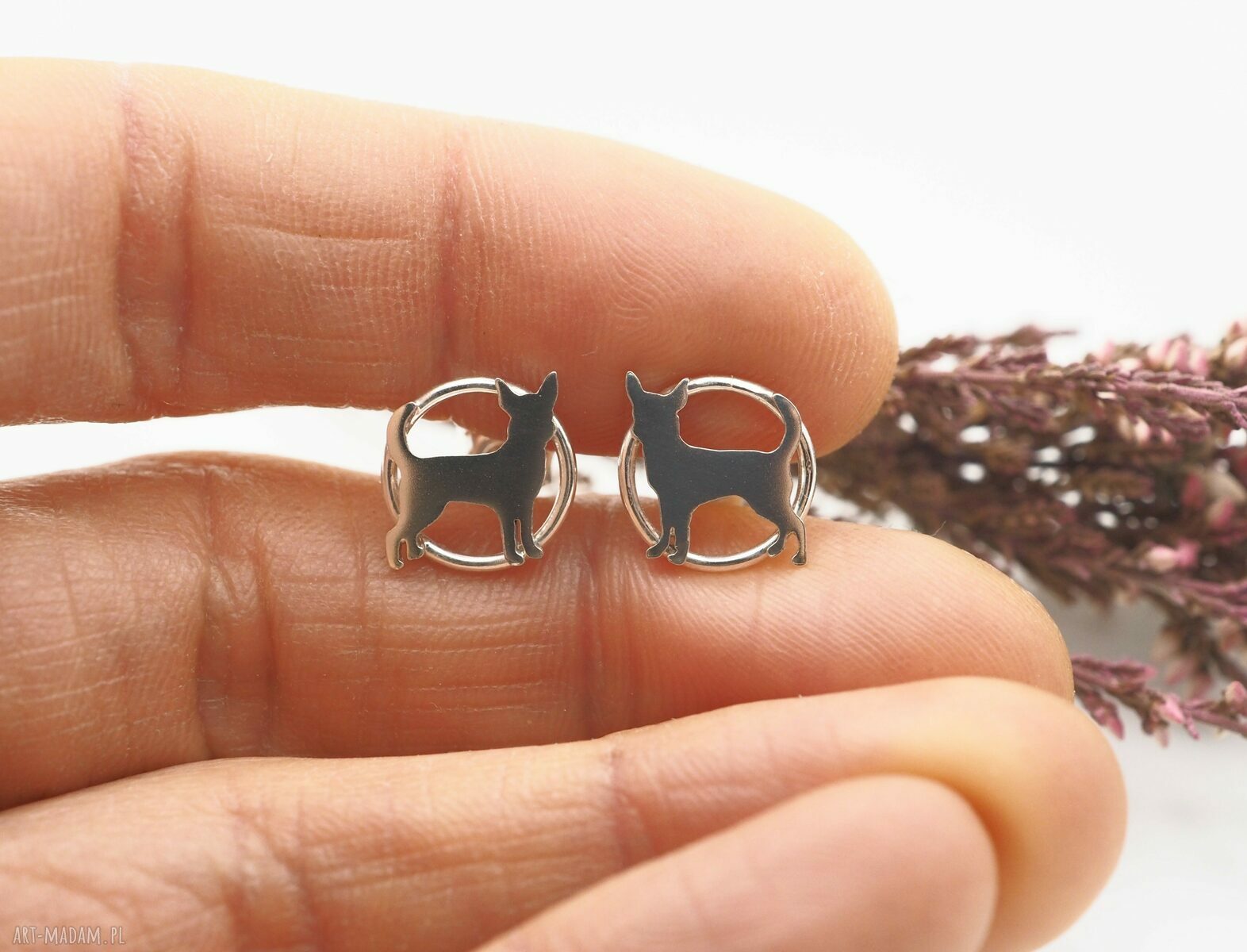 Srebrne kolczyki Chihuahua MINI FAUNA w srebrze 0,925