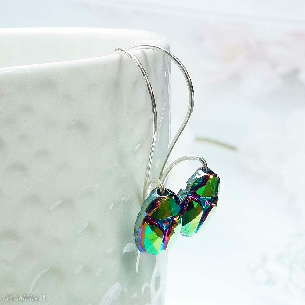 Srebrne kolczyki Skarabeusze Swarovski