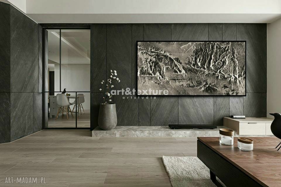 Srebrne rzeźbienia - ręcznie rzeźbiony obraz na płótnie 80x170 cm
