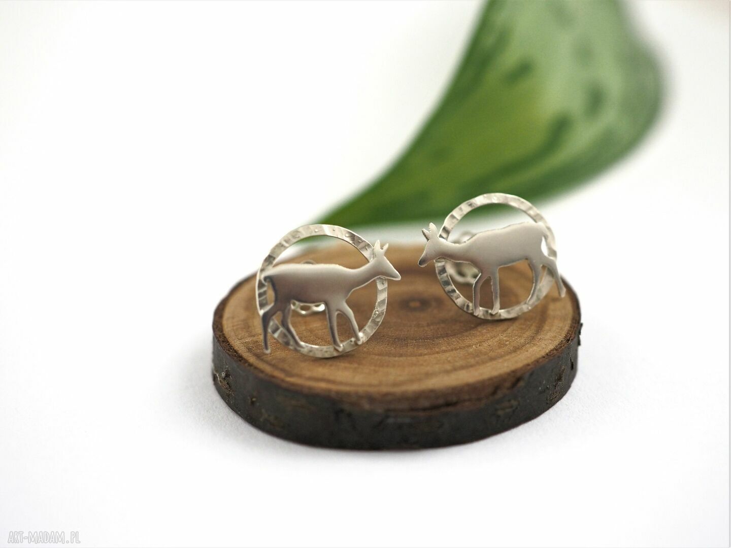 Srebrne kolczyki sarny - sztyfty MINI FAUNA z pr. 0,925