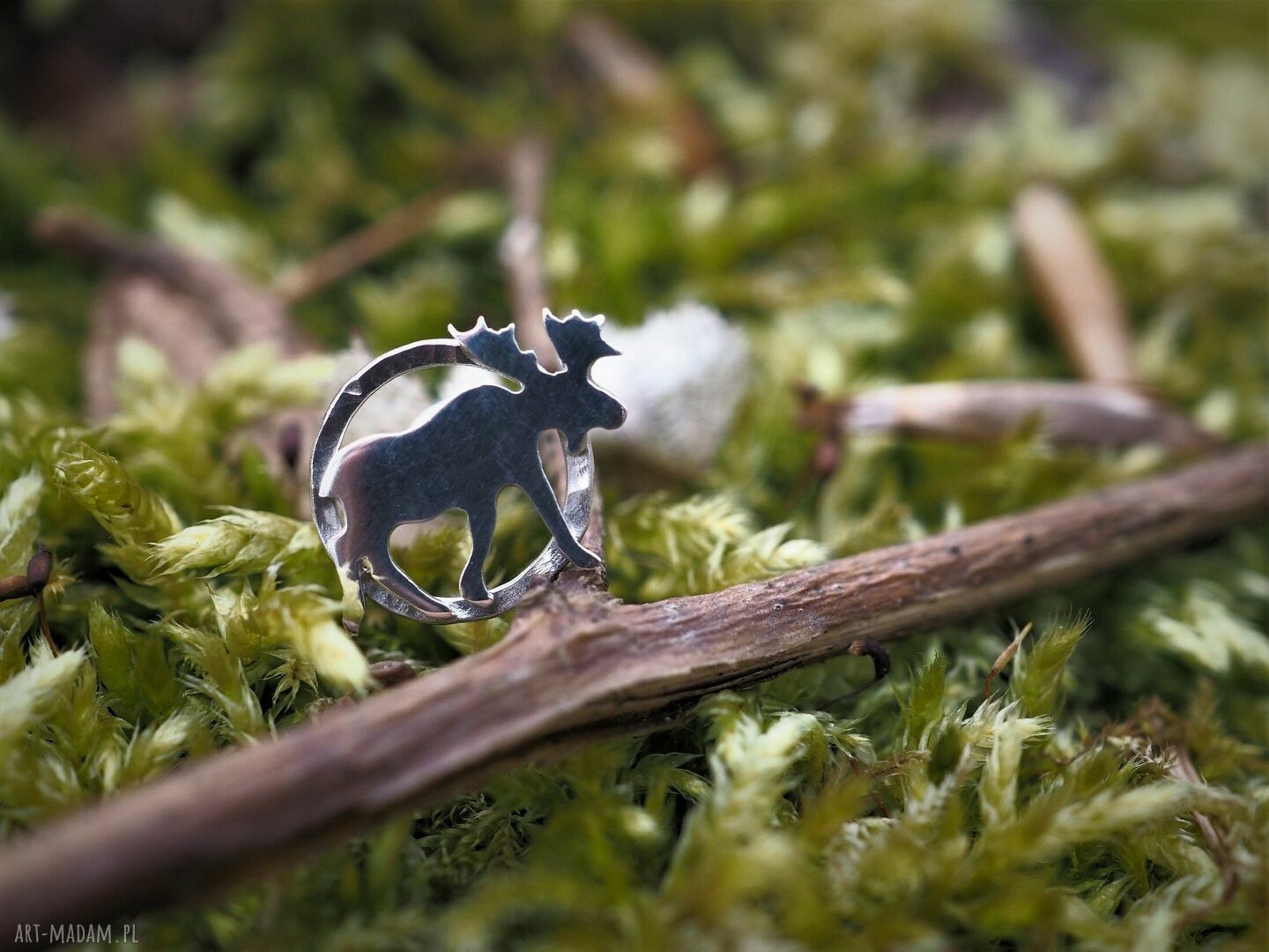 Srebrne kolczyki łosie MINI FAUNA na sztyftach
