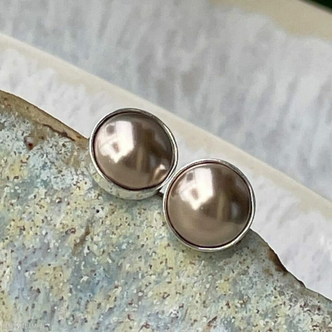Srebrne sztyfty z syntetycznymi perłami Swarovski d122 (8 mm)
