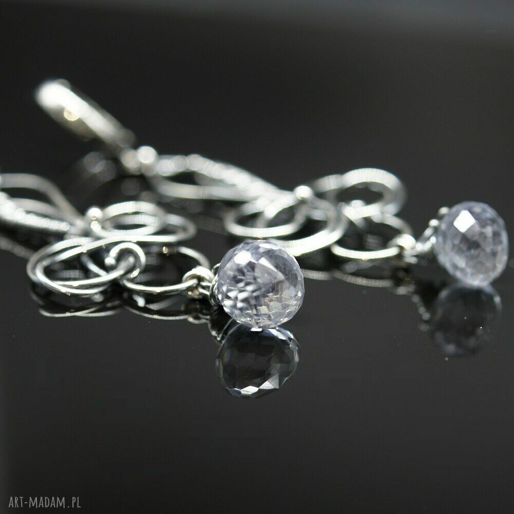 Srebrne kolczyki Bee z kwarcem niebieskim - wire wrapping
