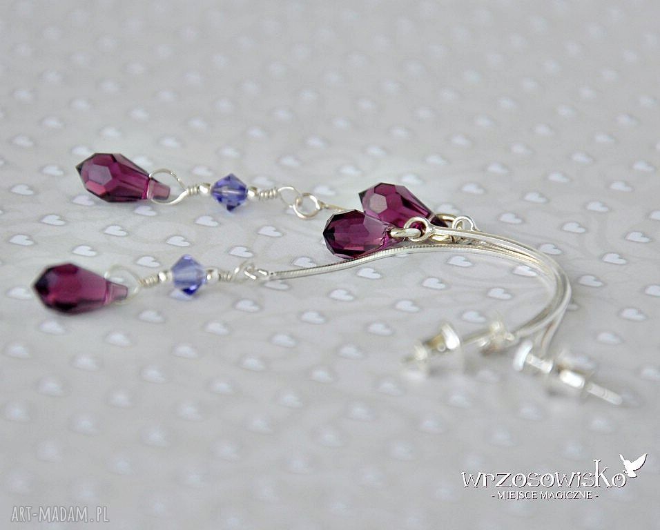 Srebrne żmijki swarovskim kolczyki srebro swarovski długie