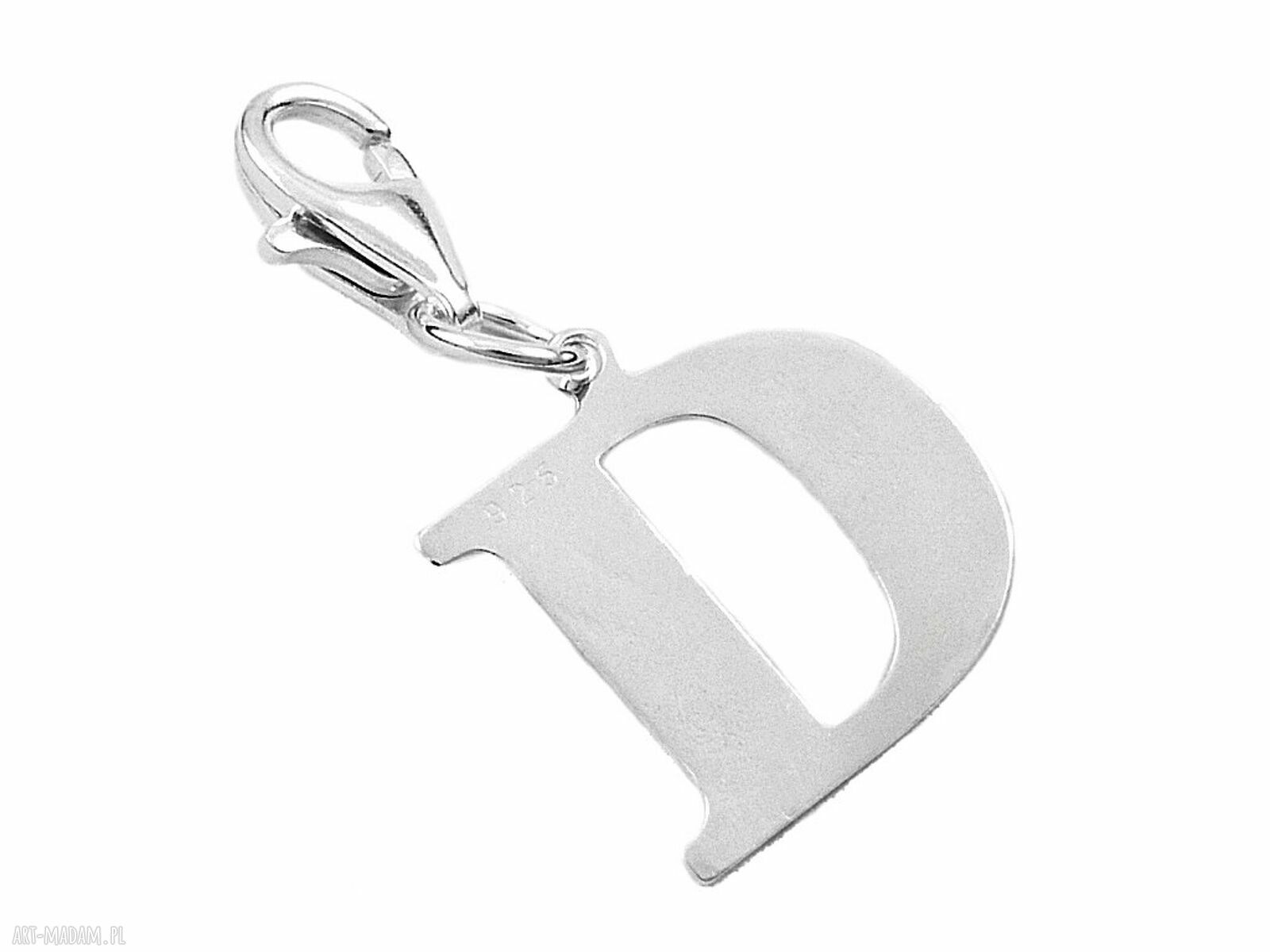 Srebrny charms z literą D do bransoletki srebro 925