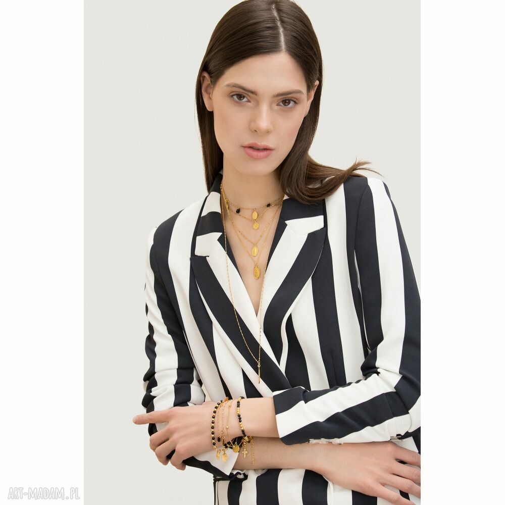 naszyjniki: Srebrny choker z medalikami i czarnymi kryształami SWAROVSKI® CRYSTAL