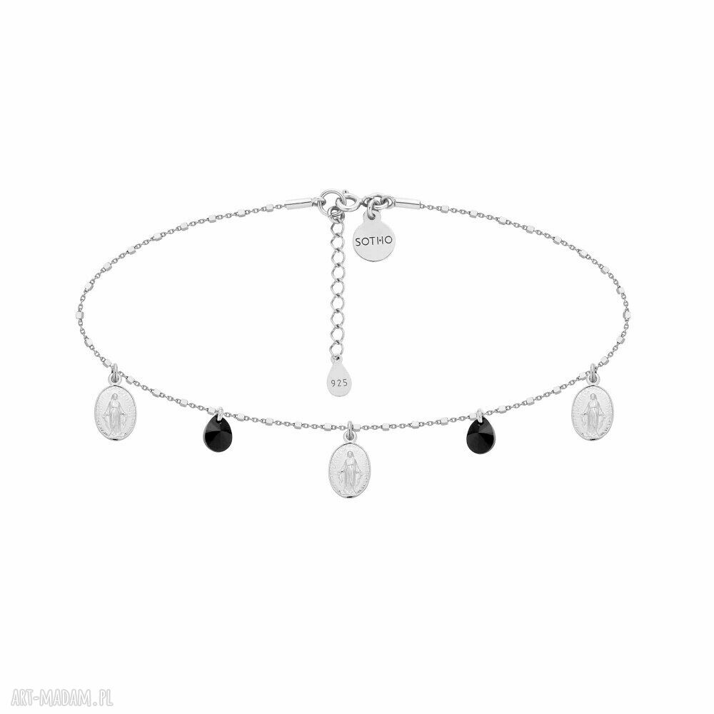 Srebrny choker medalikami czarnymi kryształami swarovski® crystal
