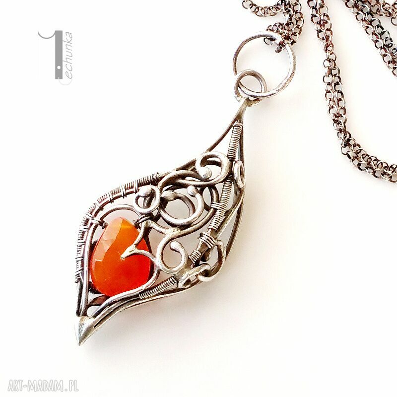 Karmelove naszyjnik karneolem srebrny karneol wire wrapping