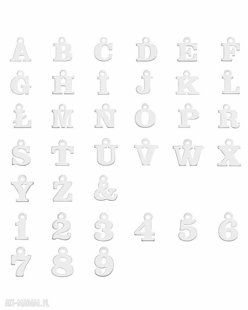 Srebrny kolczyk 925 perła z literką/cyferką biała