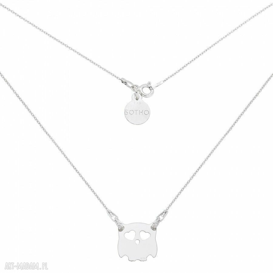 Srebrny krótki naszyjnik zawieszka sowa delikatny modowy