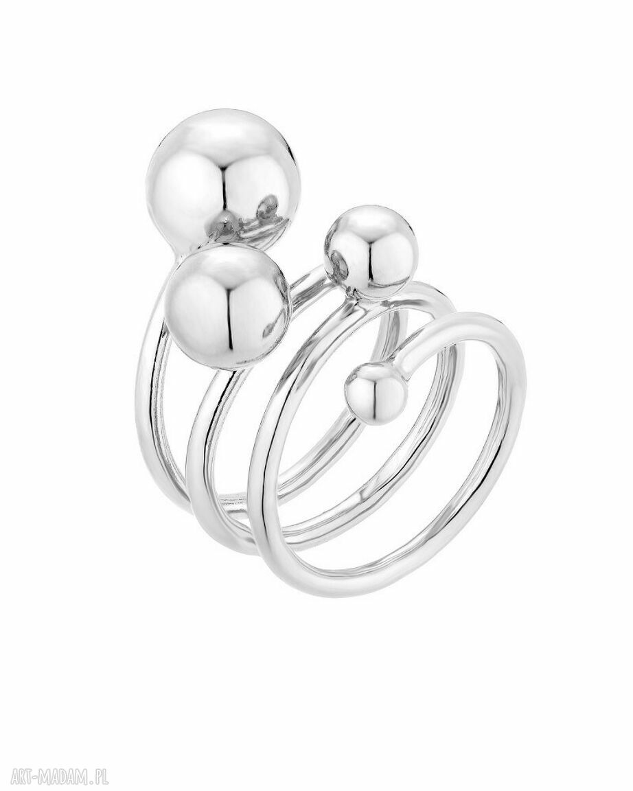 Srebrny masywny pierścionek kulkami kulki wykonany srebra sotho