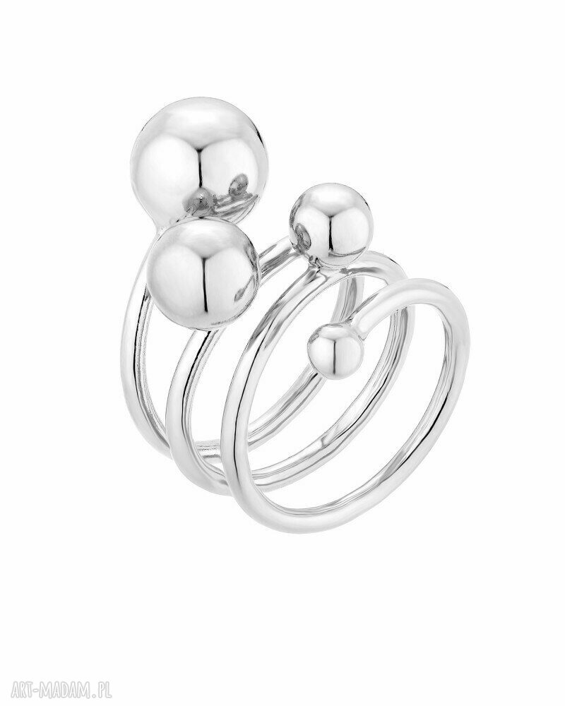 Srebrny masywny pierścionek kulkami kulki wykonany srebra sotho