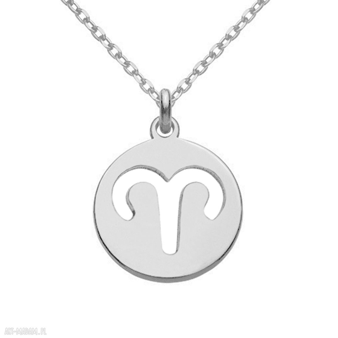 naszyjniki: Srebrny matowy naszyjnik z zodiakiem Barana handmade