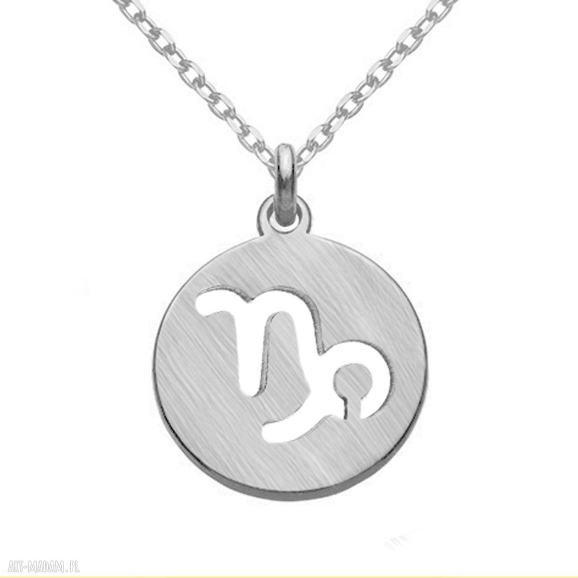 naszyjniki: Srebrny matowy naszyjnik z zodiakiem Koziorożca handmade