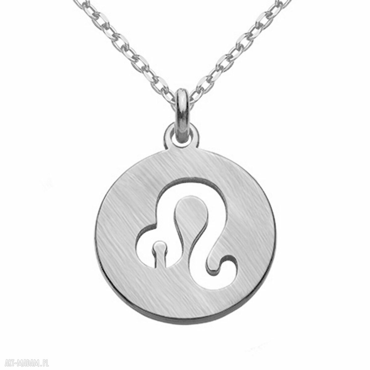 naszyjniki: Srebrny matowy naszyjnik z zodiakiem Lwa HandMade