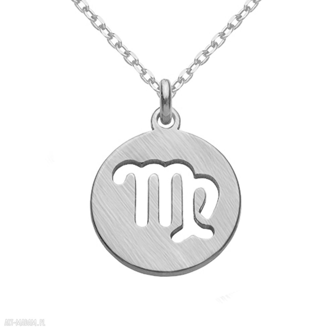 naszyjniki: Srebrny matowy naszyjnik z zodiakiem Panny HandMade
