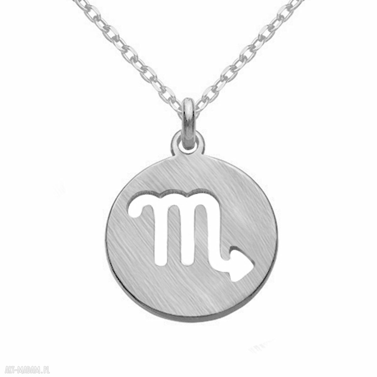 naszyjniki: Srebrny matowy naszyjnik z zodiakiem Skorpiona handmade