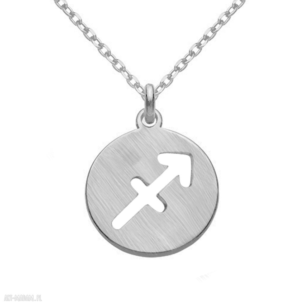 naszyjniki: Srebrny matowy naszyjnik z zodiakiem Strzelca handmade