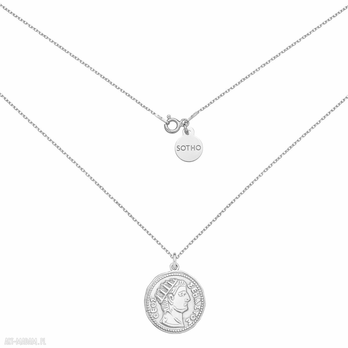 Srebrny naszyjnik z dużą monetą - medalion SOTHO 925