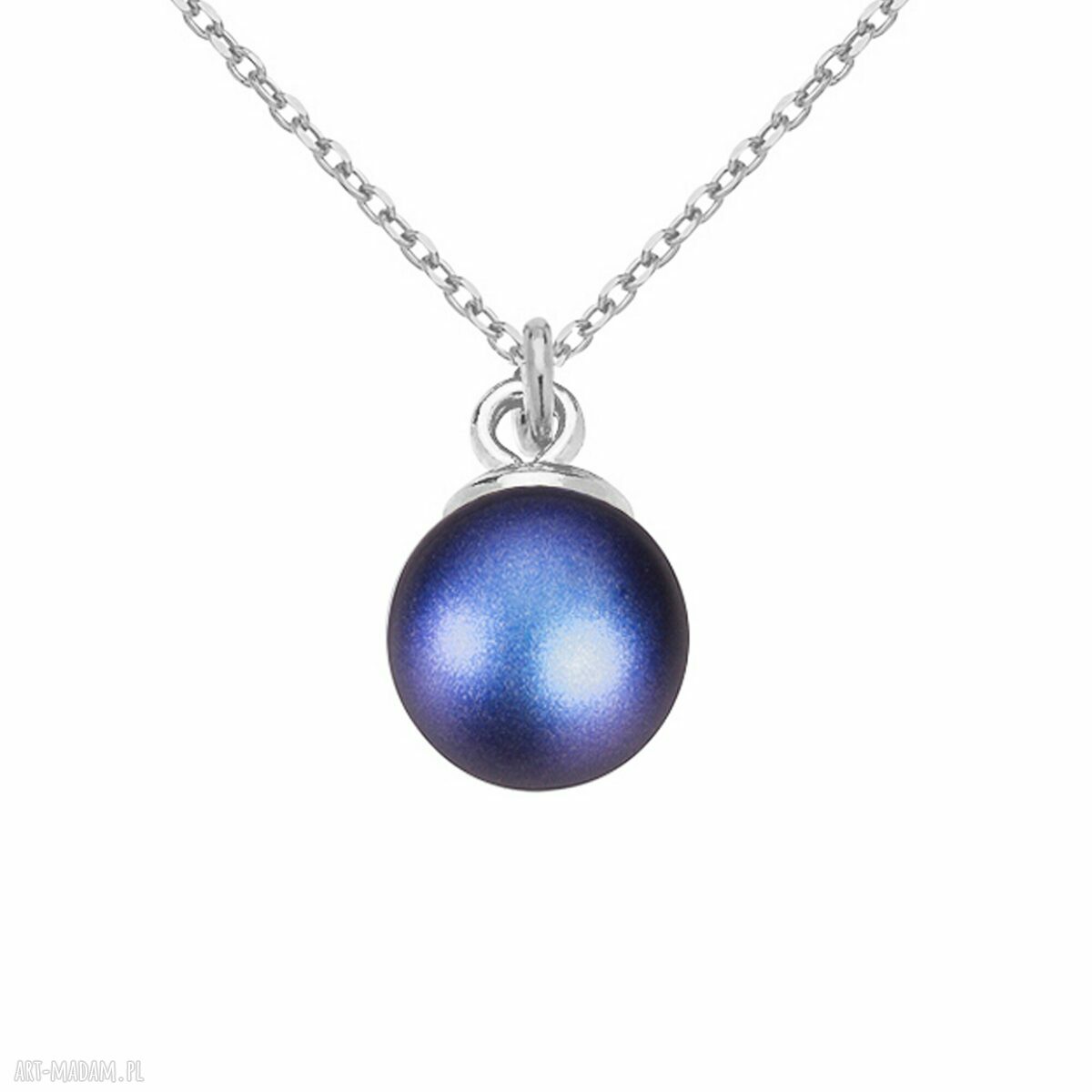 Srebrny naszyjnik granatową perłą SWAROVSKI® CRYSTAL