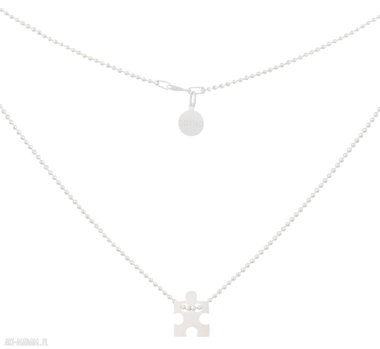 Srebrny naszyjnik celebrytka puzzlem puzzel srebro kuleczkowy