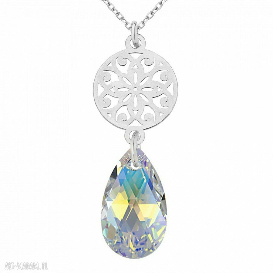 Srebrny naszyjnik 925 z rozetką i kryształem SWAROVSKI CRYSTAL Crystal AB
