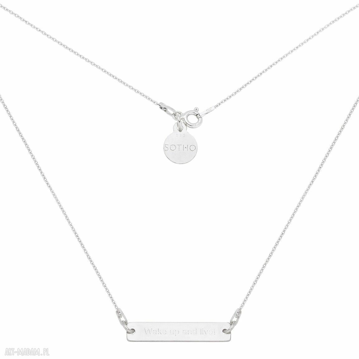 Srebrny naszyjnik wake and live zawieszka blaszka celebrytka
