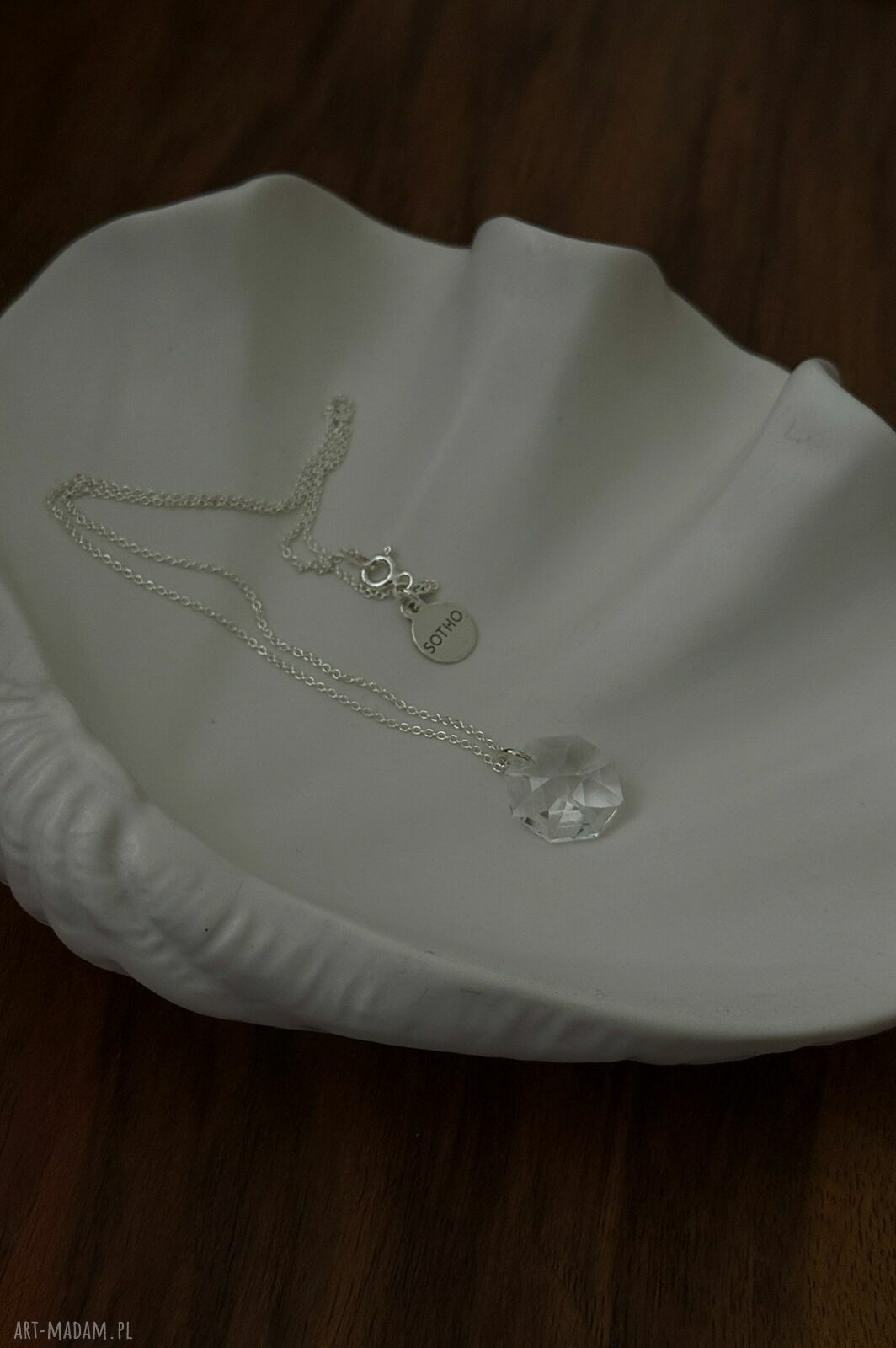 naszyjniki: Srebrny naszyjnik z bezbarwnym kryształem SWAROVSKI® CRYSTAL ręcznie robione