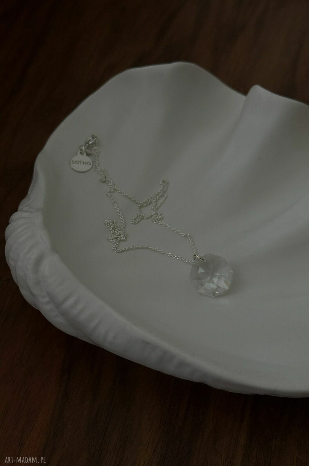 naszyjniki: Srebrny naszyjnik z bezbarwnym kryształem SWAROVSKI® CRYSTAL ręcznie robione