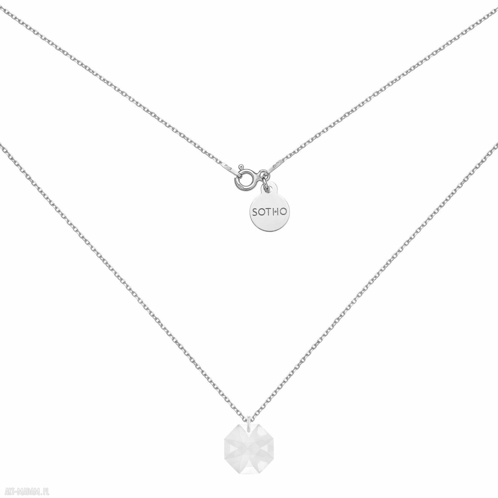 Srebrny naszyjnik z bezbarwnym kryształem Swarovski Crystal srebro 925
