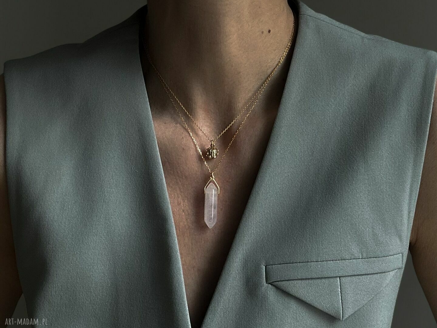 naszyjniki: Srebrny naszyjnik z bezbarwnymi kryształami Handmade