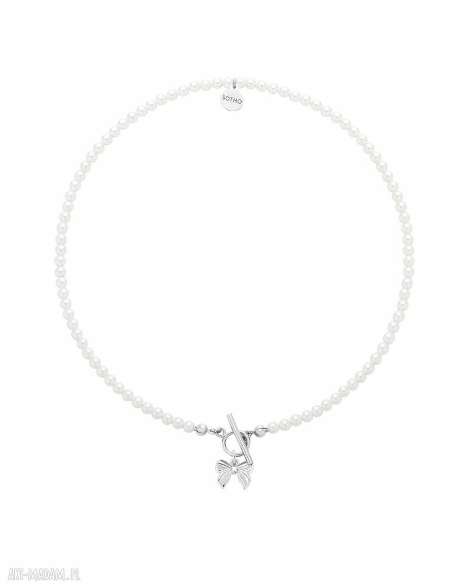 Srebrny naszyjnik Swarovski Crystal z kokardką - 50 cm
