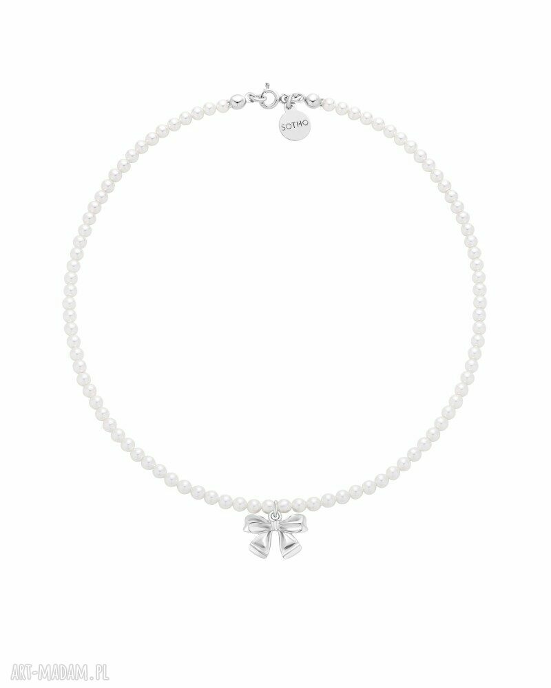 Srebrny naszyjnik SOTHO z pereł Swarovski Crystal i kokardką