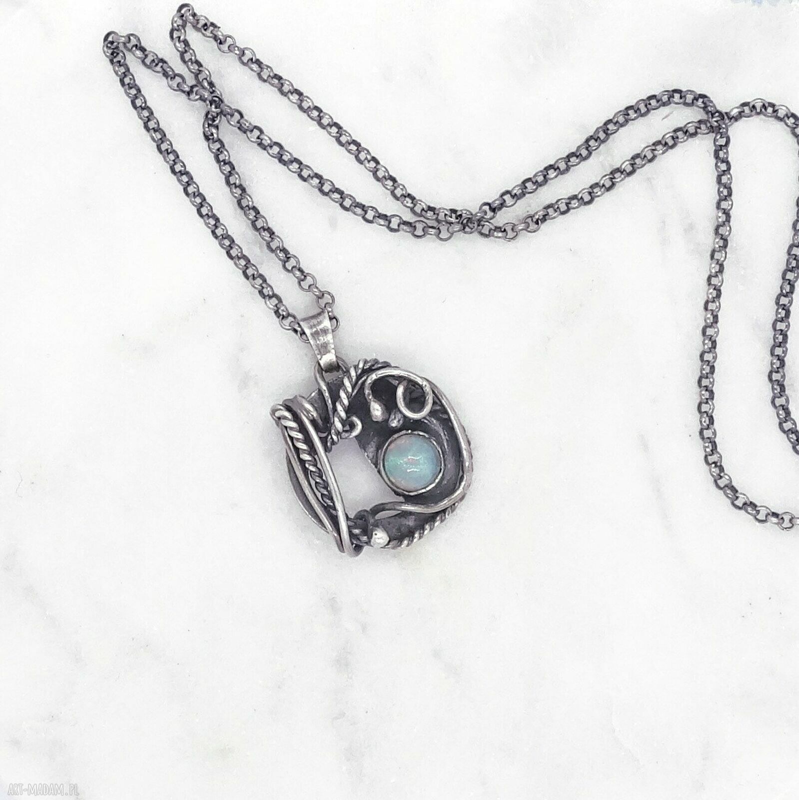 Srebrny naszyjnik z opalem etiopskim - Lunar Amulets srebro 925