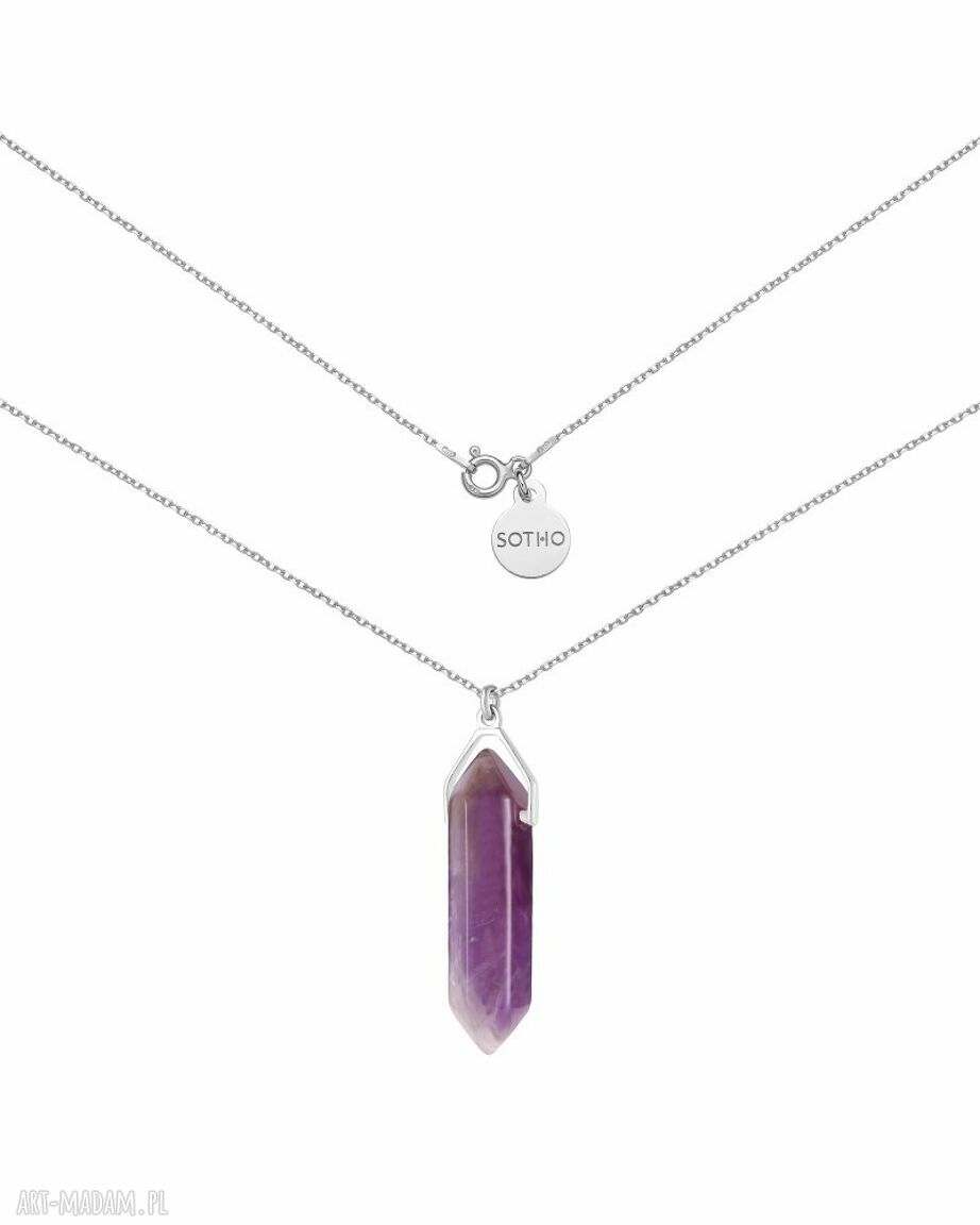 Srebrny naszyjnik z dużym ametystem - ręcznie robiony amulet dla Ciebie