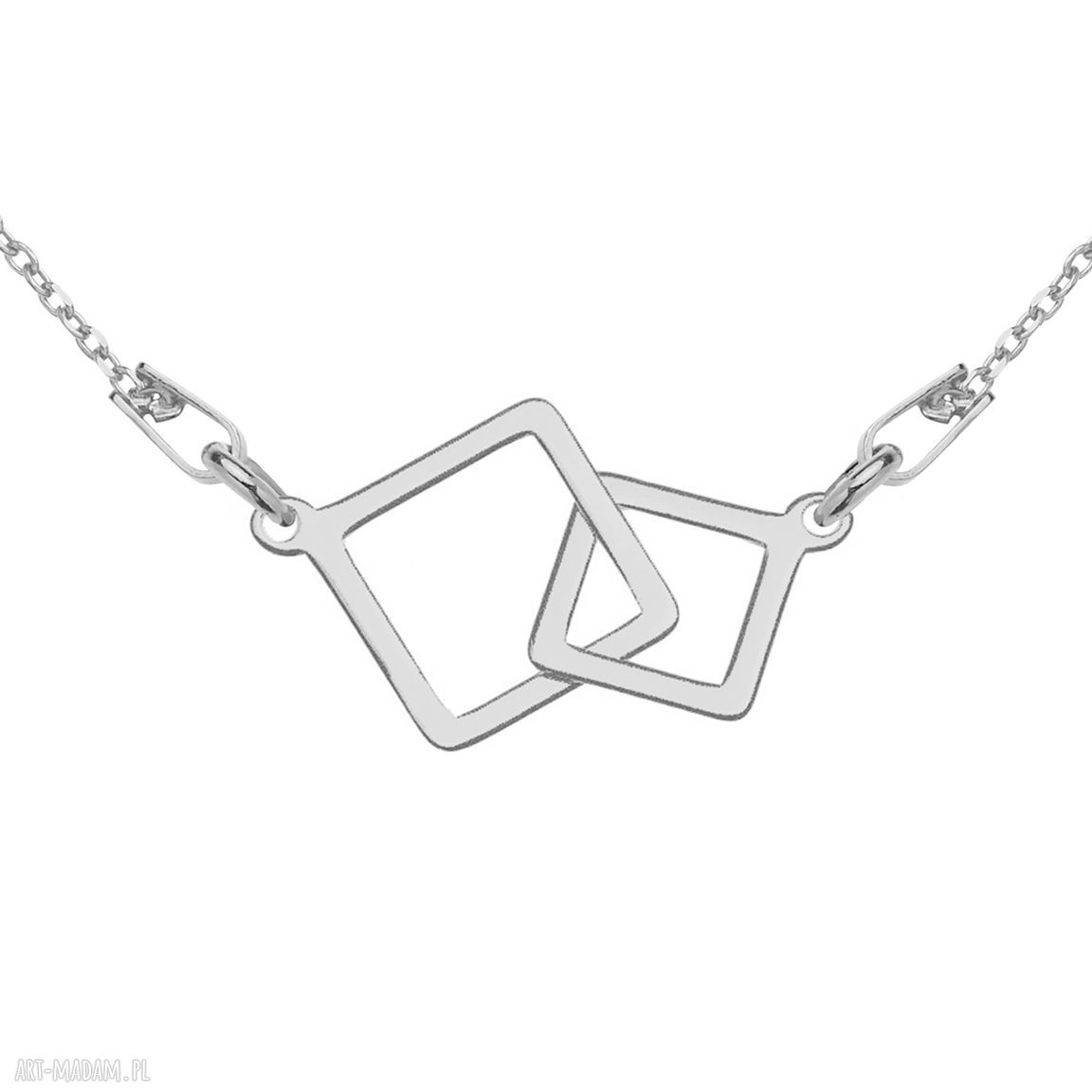 naszyjniki: Srebrny naszyjnik z dwoma kwadratami Hand Made