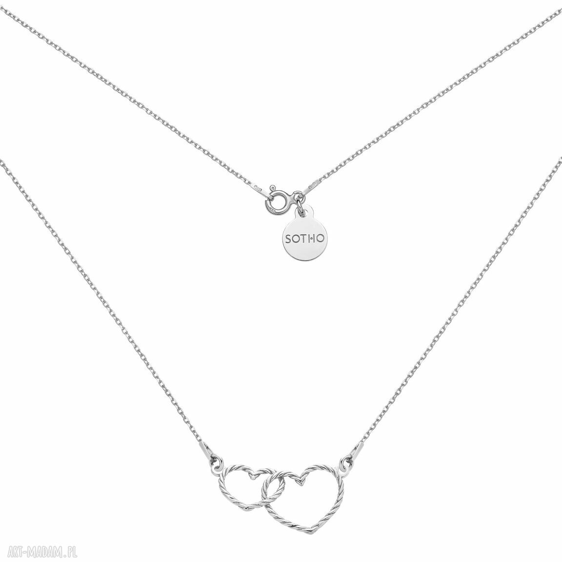 Srebrny naszyjnik dwoma sercami srebro925 serce love miłość