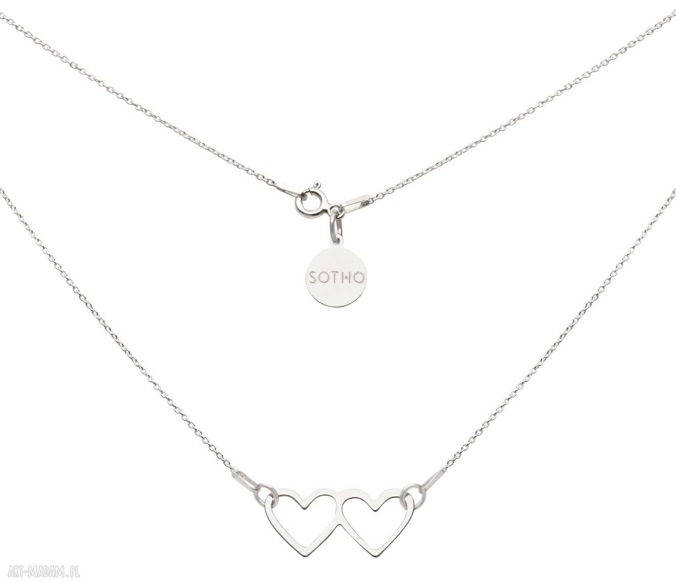 Srebrny naszyjnik dwoma serduszkami serduszka serce