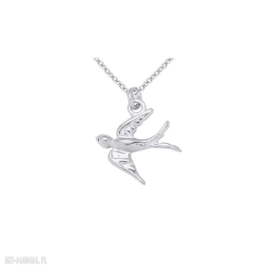 naszyjniki: SREBRNY NASZYJNIK Z JASKÓŁKĄ Handmade