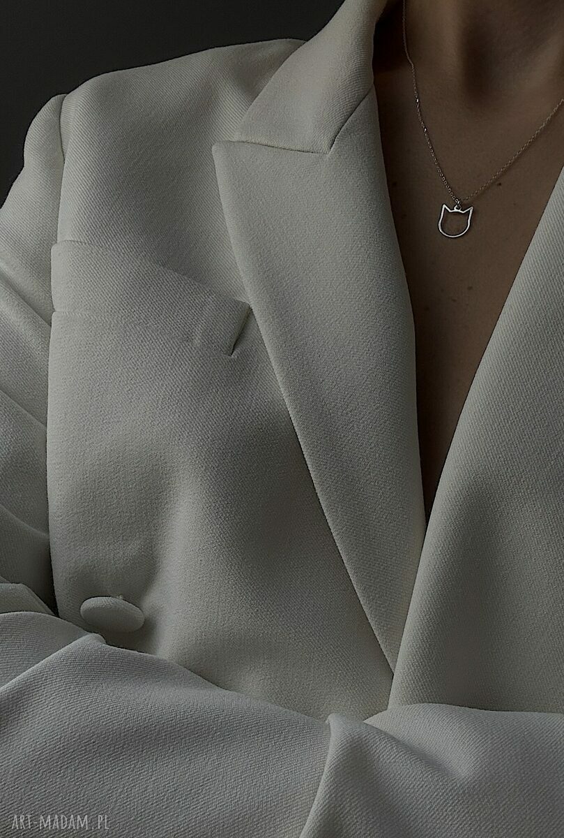 naszyjniki: srebrny naszyjnik z kotem ręcznie zrobione