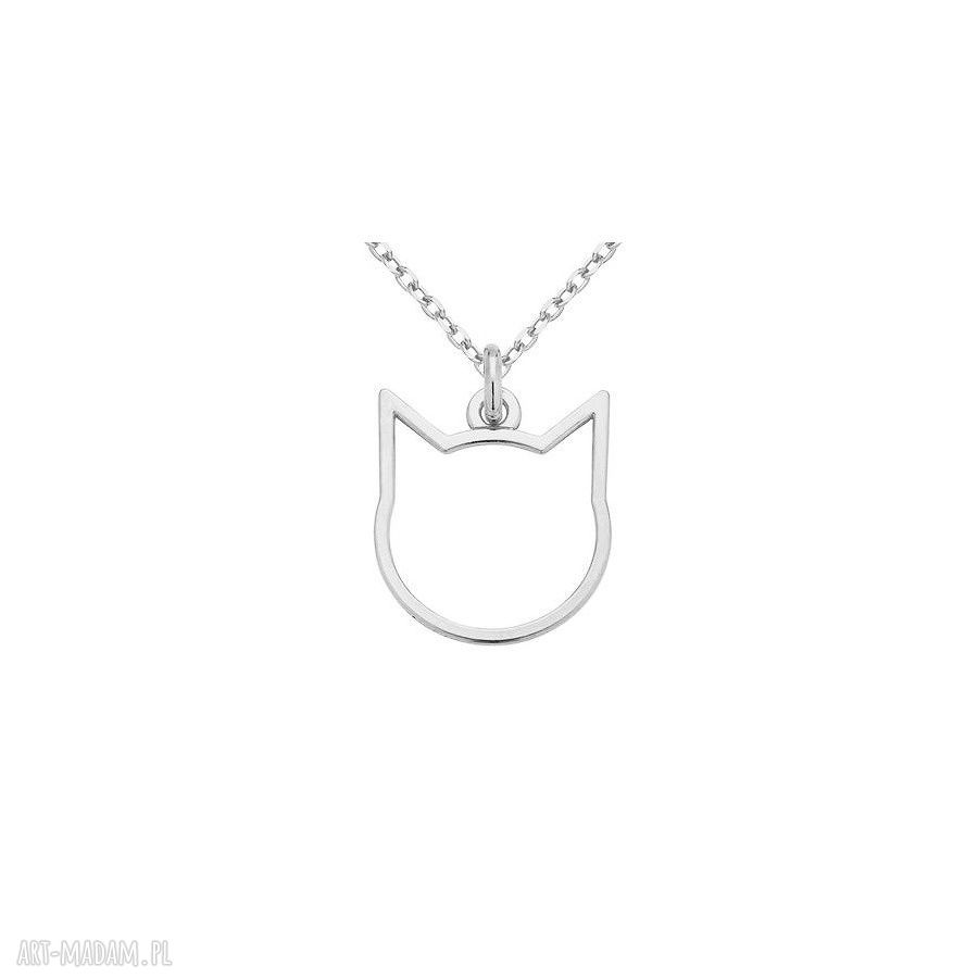 naszyjniki: srebrny naszyjnik z kotem ręcznie zrobione