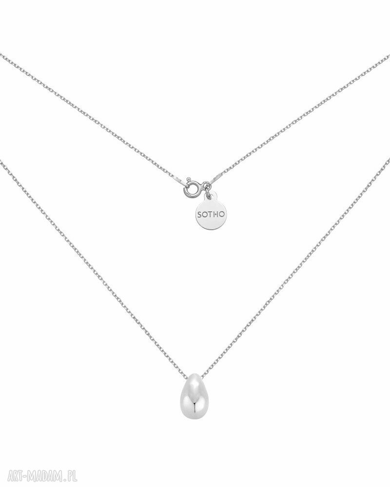 Srebrny naszyjnik kroplą srebro wody oraz zawieszką logo